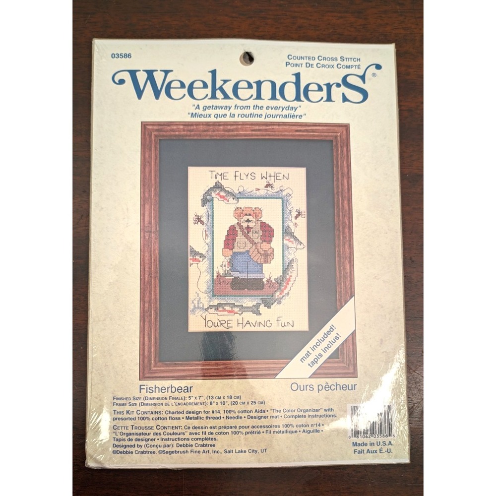 Vintage Weekenders Fisherbear Counted Cross Stitch Kit 03586 Debbie Crabtree NEW